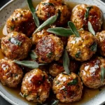 Honey-Glazed Turkey Meatballs with Sage Butter First Image First Image