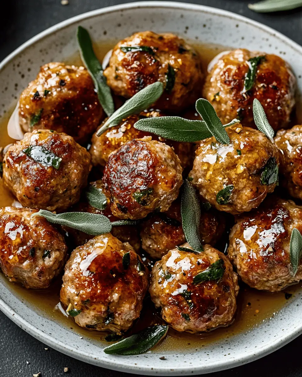 Honey-Glazed Turkey Meatballs with Sage Butter First Image First Image
