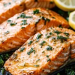 Baked Salmon Steaks with Garlic Butter Sauce First Image First Image