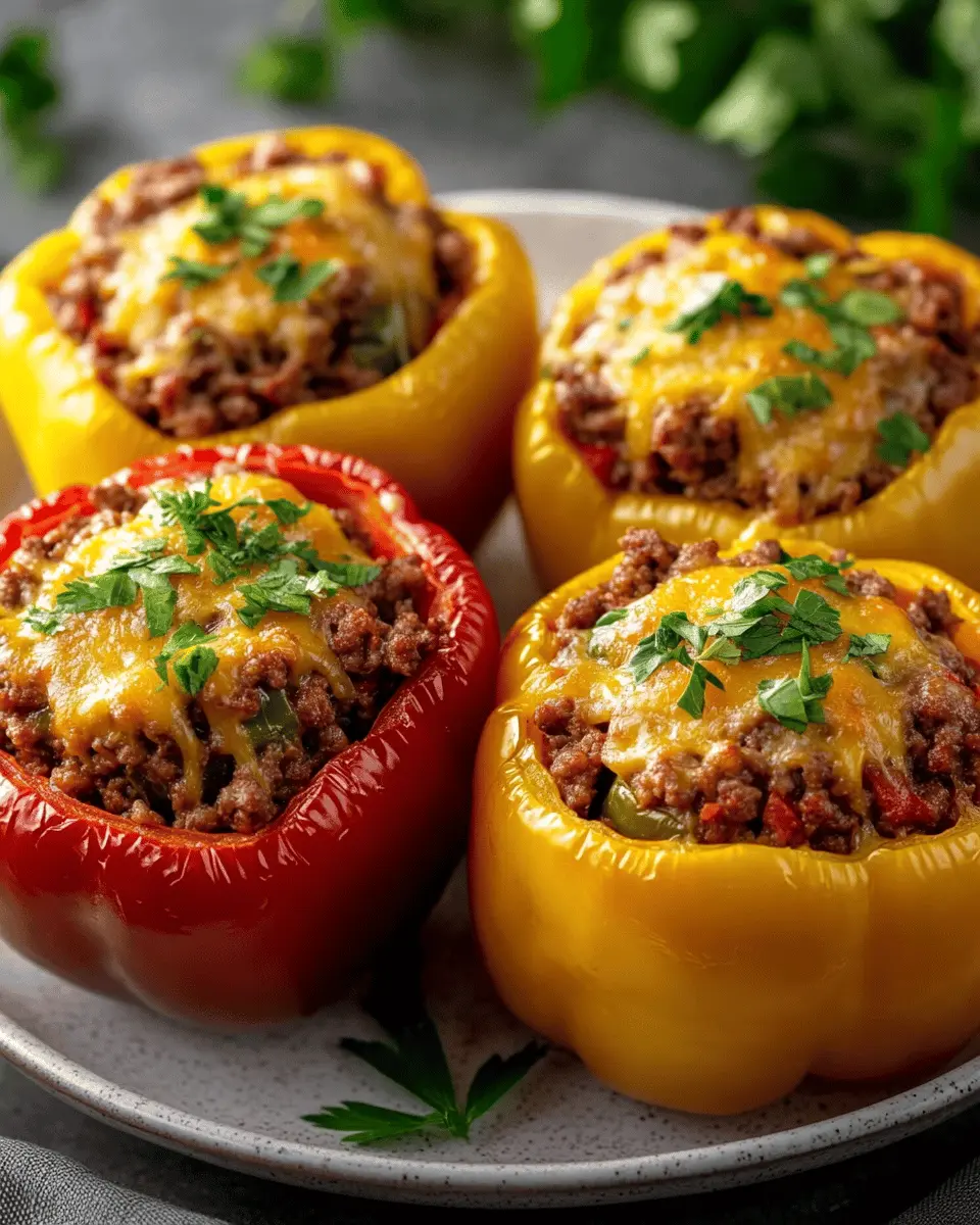 Egg Stuffed Bell Peppers: Indulgent Ground Beef Delight!