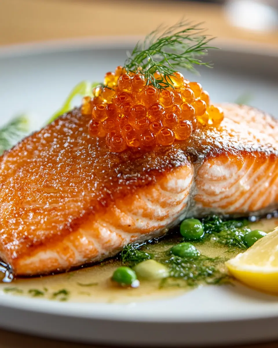Crispy Skin Salmon Fillet: Irresistibly Topped with Salmon Roe