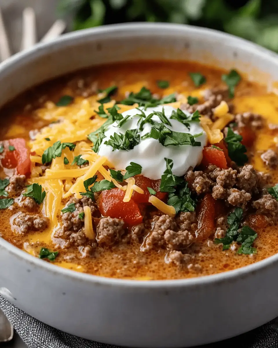 Keto Beef Cheeseburger Soup First Image First Image
