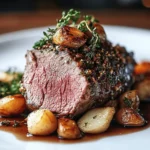 Herb-Crusted Elk Roast with Garlic Jus First Image First Image