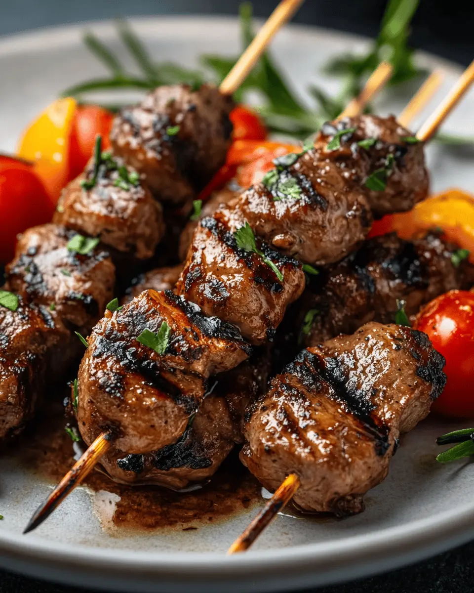 Grilled Chicken Hearts on Skewers First Image First Image