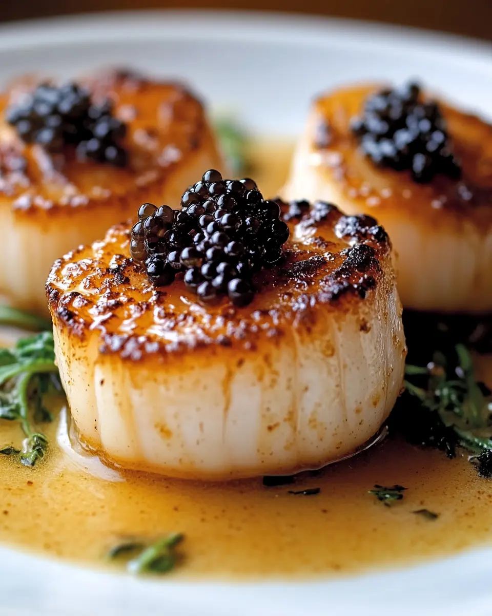 Seared Scallops with Brown Butter and Caviar First Image First Image