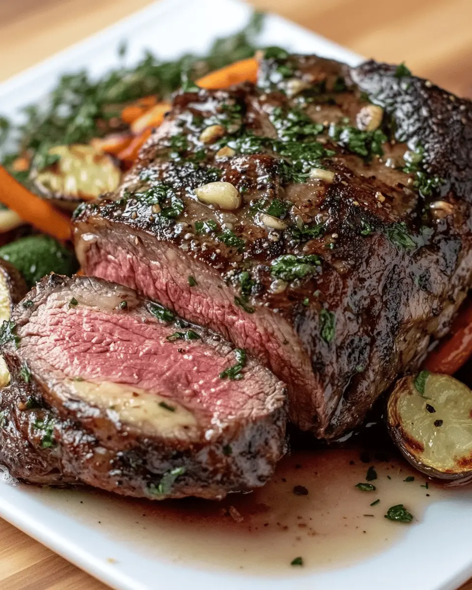 Bison Ribeye Roast with Garlic Butter First Image First Image