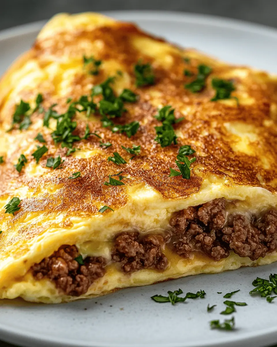 Fluffy Cheese Omelet with Ground Lamb: Irresistibly Savory Delight