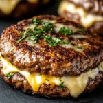 Grass-Fed Hamburger Patties Smothered in Cheese and Butter First Image First Image