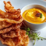Crispy Chicken Skin Chips with Egg Yolk Dip First Image First Image