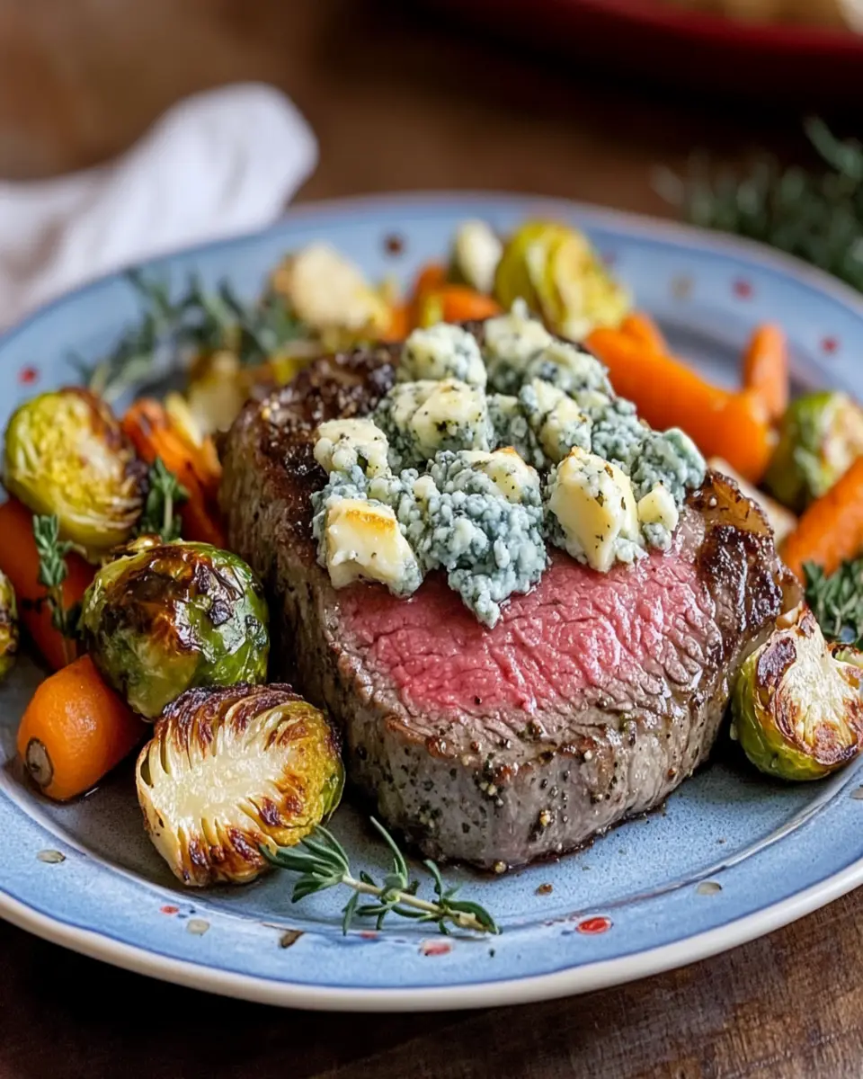 Festive Flat Iron Steak with Blue Cheese Crust First Image First Image