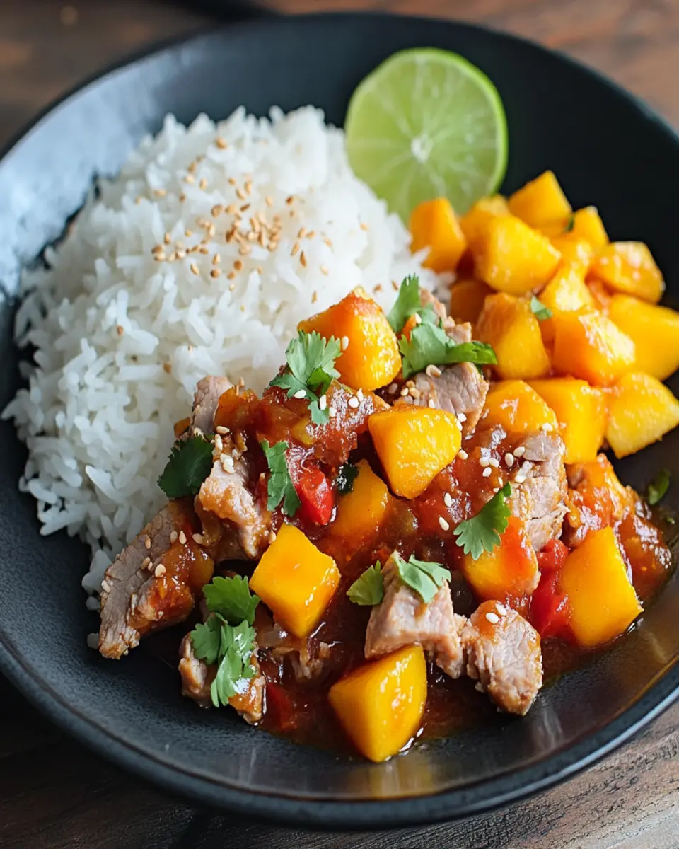 Mango Pork with Hardcore Red & Coconut Rice First Image First Image