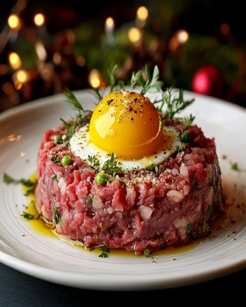 Christmas Eve Beef Tartare with Golden Quail Egg First Image First Image