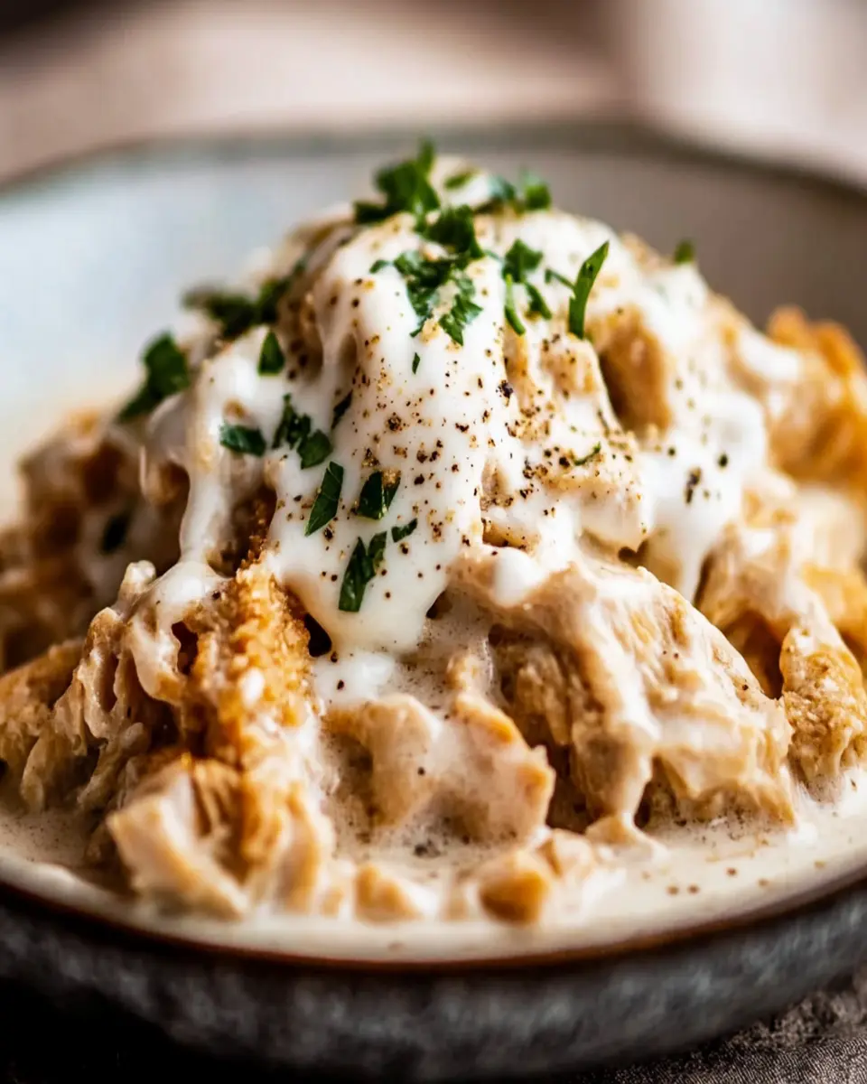 Snowy Shredded Chicken in Warm Cream First Image First Image