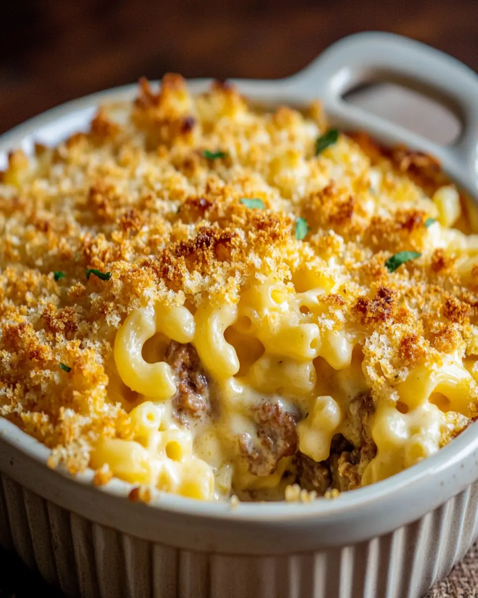 Beefy Baked Mac and Cheese with Cheesy Breadcrumbs First Image First Image