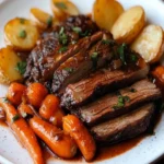 Mom's Beef Brisket with Roasted Potatoes & Harissa-Maple Carrots First Image First Image