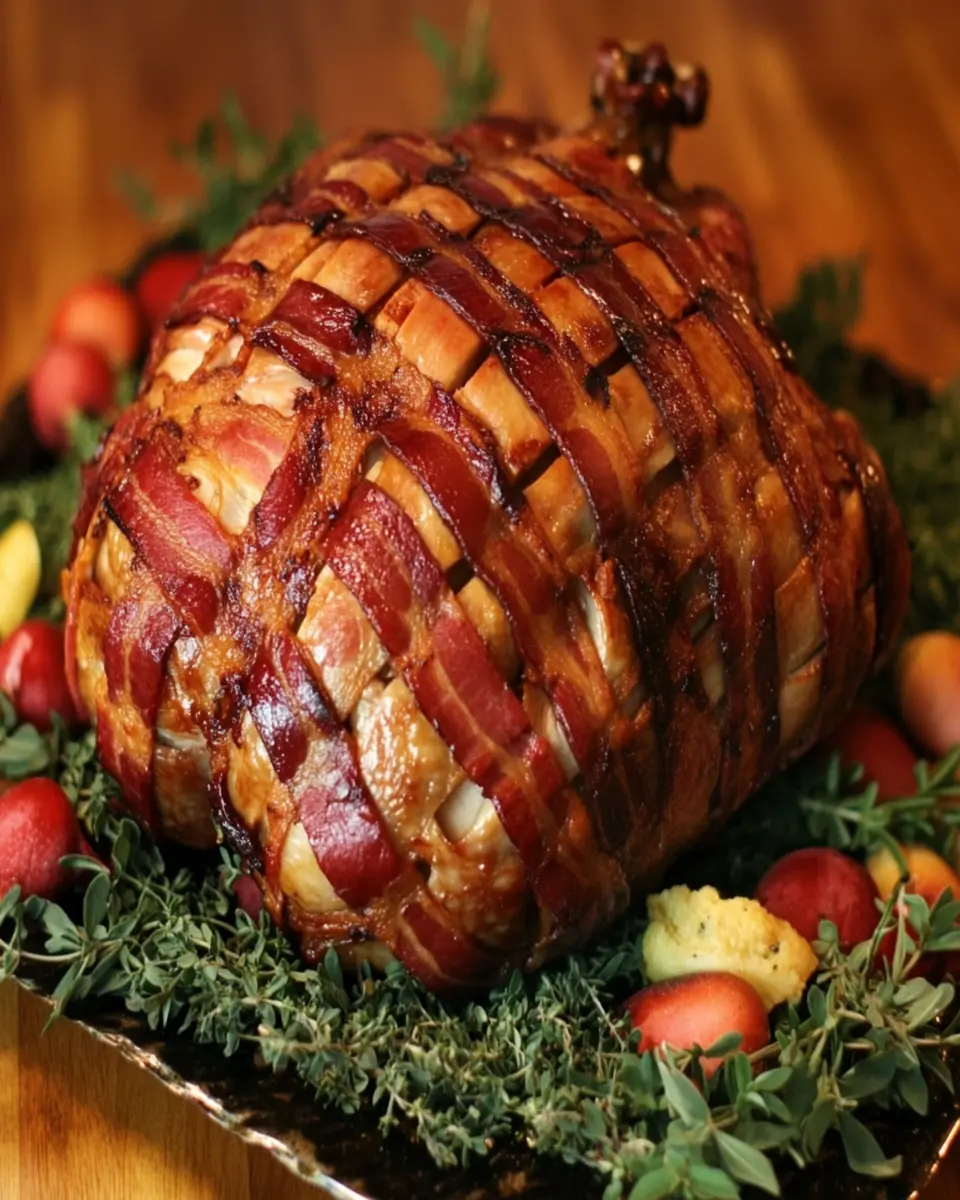 Saint Nick’s Smoked Turkey with Bacon Lattice First Image First Image