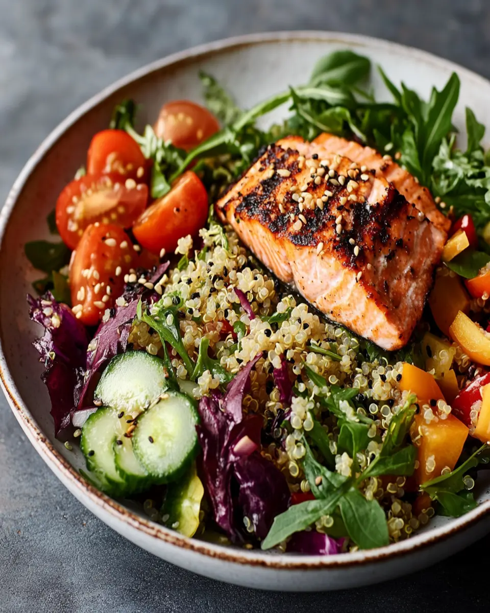 Rainbow Grain Salad: Boldly Grilled Salmon Bliss