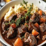 Rustic Tuscan Beef Casserole with Red Wine Sauce First Image First Image