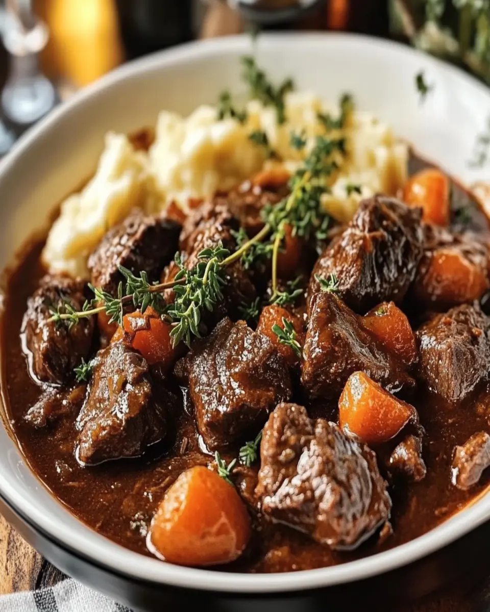 Rustic Tuscan Beef Casserole with Red Wine Sauce First Image First Image