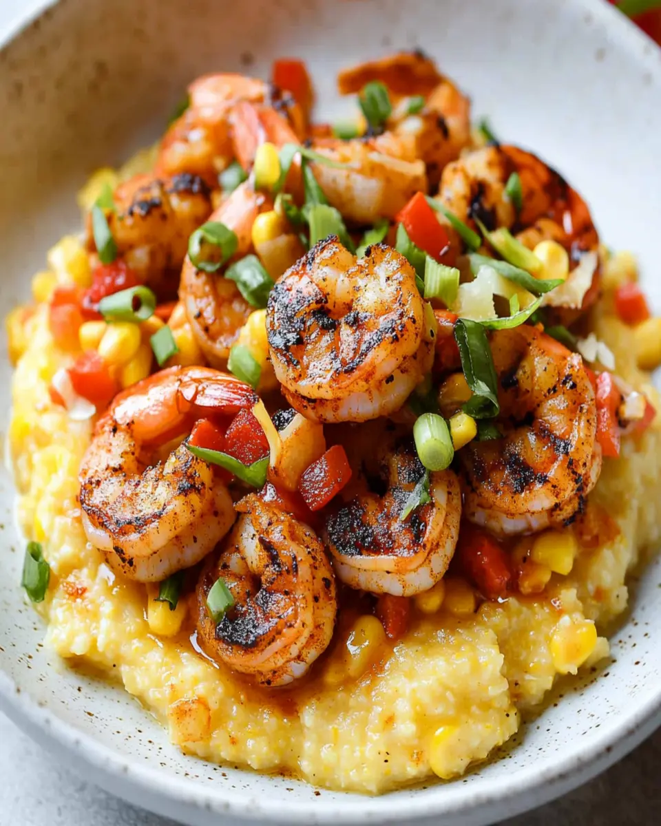 Blackened Shrimp & Fresh Corn Grits with Fresh Corn Grits & Pepper Jack Cheese First Image First Image