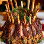Mistletoe Lamb Crown Roast with Pork Sausage Stuffing First Image First Image