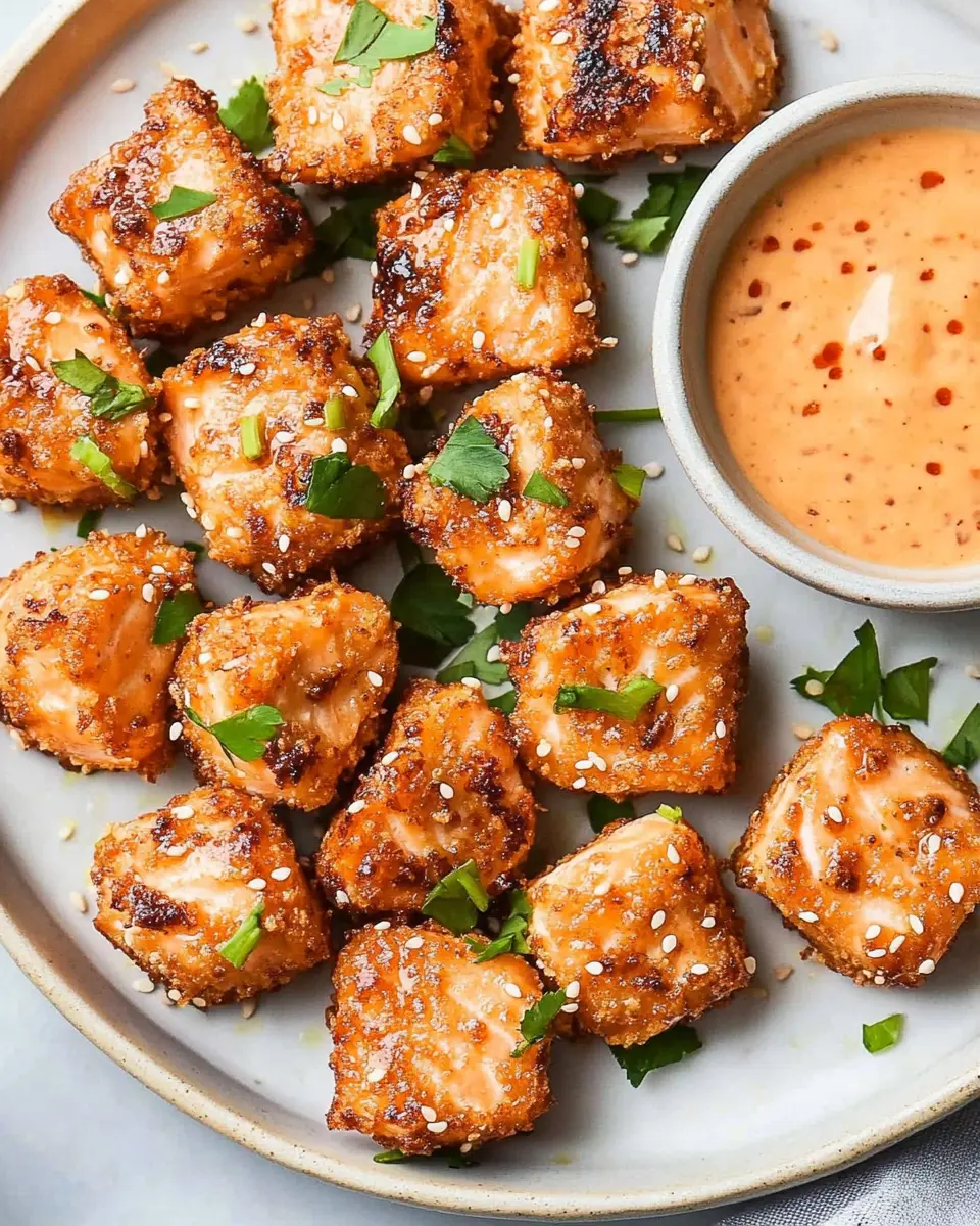 Crispy Air Fryer Salmon Bites: Easy Sriracha-Lime Delight