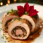 Poinsettia Pork Loin Stuffed with Ground Veal First Image First Image