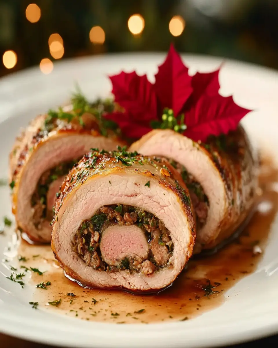 Poinsettia Pork Loin Stuffed with Ground Veal First Image First Image