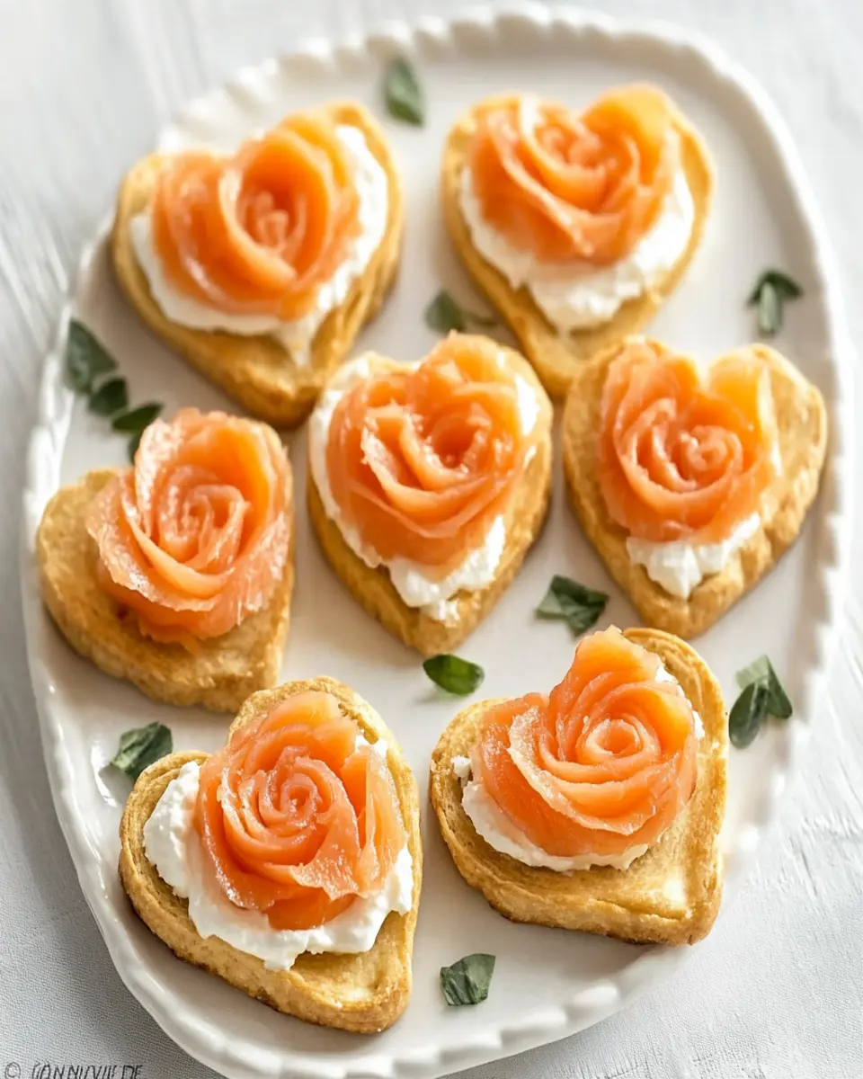 Carnivore Flatbread Hearts with Lox Roses and Cream Cheese First Image First Image