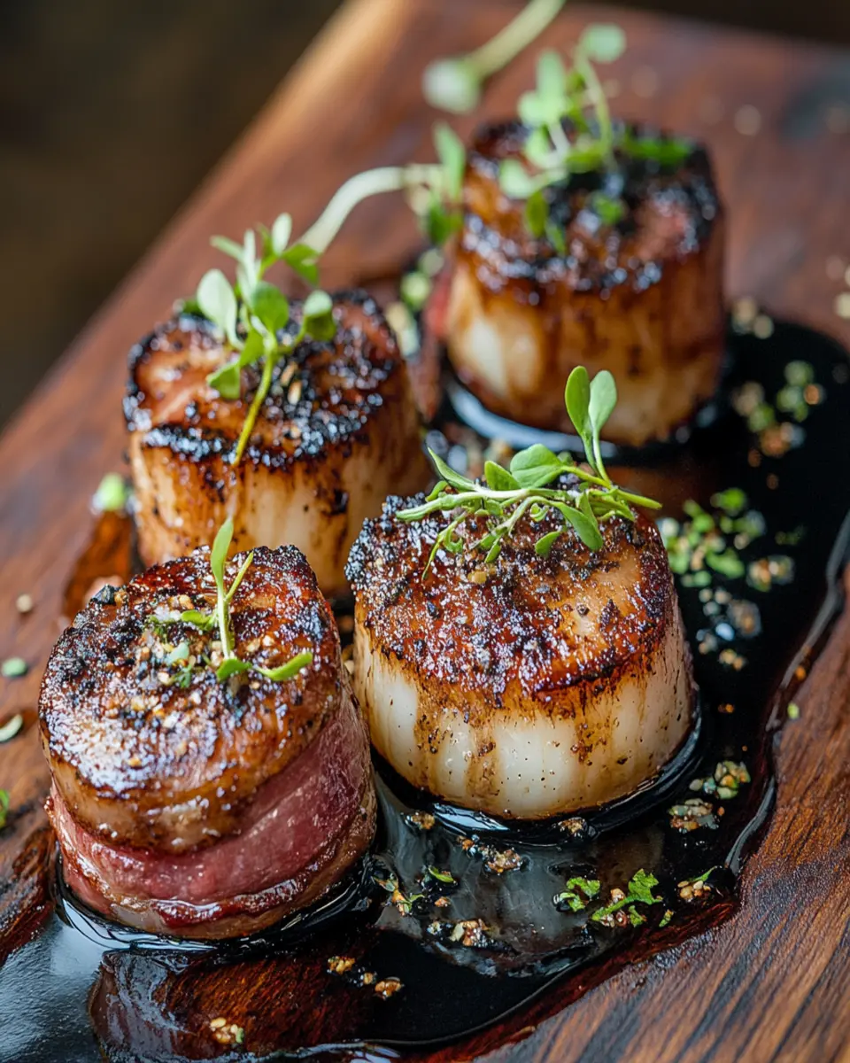 Pan-Seared Venison Medallions: Indulgent Bacon-Wrapped Scallops
