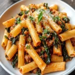 Rigatoni with Meat Sauce and Swiss Chard First Image First Image