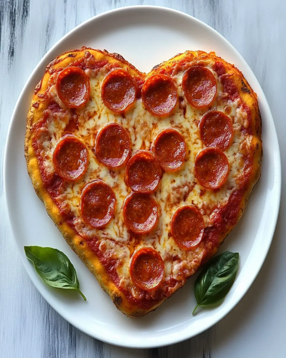 Heart shaped pepperoni pizza First Image First Image