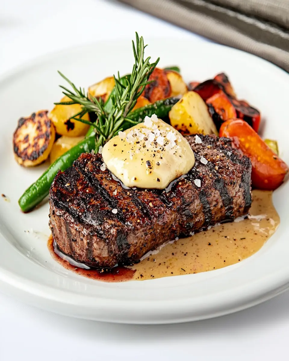 Blackened Ribeye with a Melted Brie Topping First Image First Image