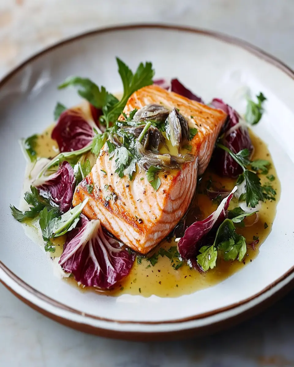 Salmon With Radicchio and Anchovy Sauce First Image First Image
