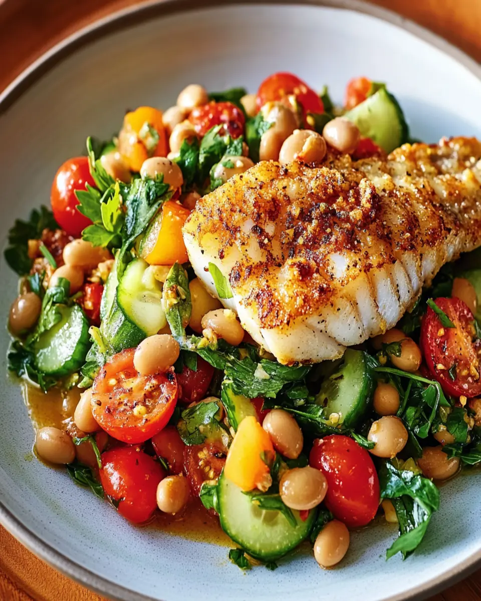 Berbere-Roasted Hake with Cool Bean Salad First Image First Image