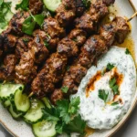 Smashed Beef Kebab With Cucumber Yogurt First Image First Image