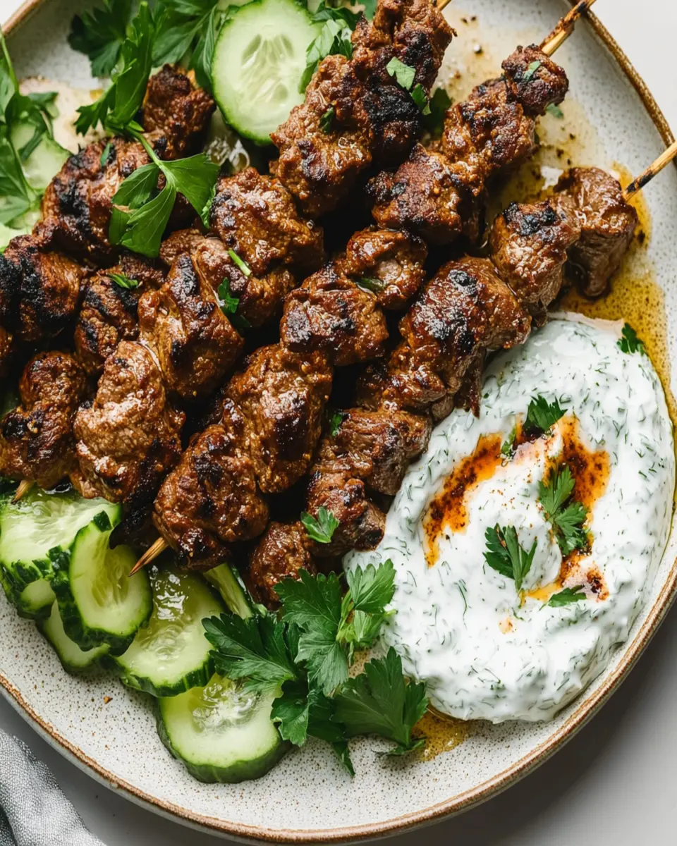 Smashed Beef Kebab With Cucumber Yogurt First Image First Image