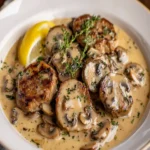 Veal Scaloppini with a Heavy Cream and Mushroom Reduction First Image First Image