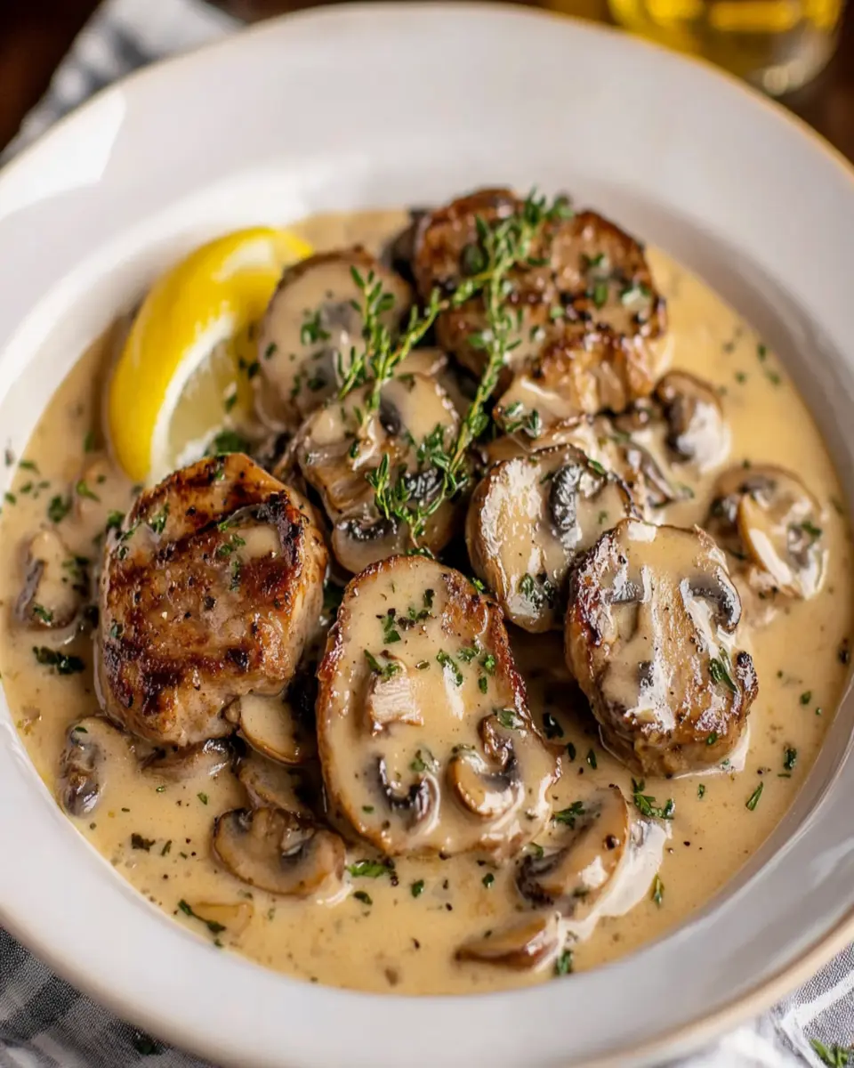 Veal Scaloppini with a Heavy Cream and Mushroom Reduction First Image First Image