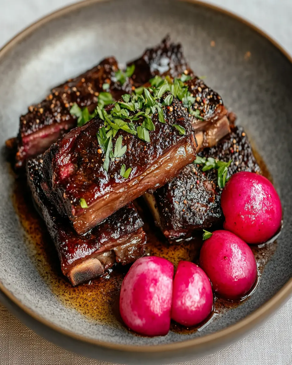 Coffee Rubbed Short Ribs: Irresistibly Juicy with Roasted Radishes