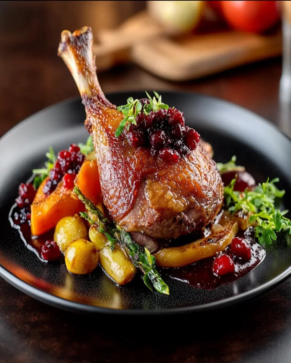 Roasted Duck Leg with a Crispy Prosciutto Shard First Image First Image
