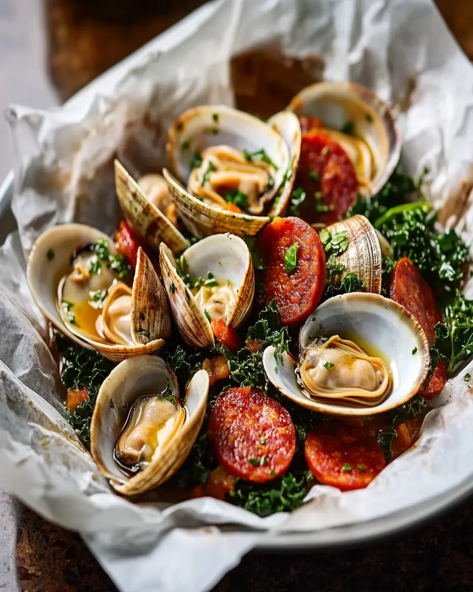 Clam, Chorizo and Kale Parchment Pack First Image First Image