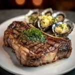 T-Bone Steak with a Side of Garlic-Butter Roasted Oysters First Image First Image