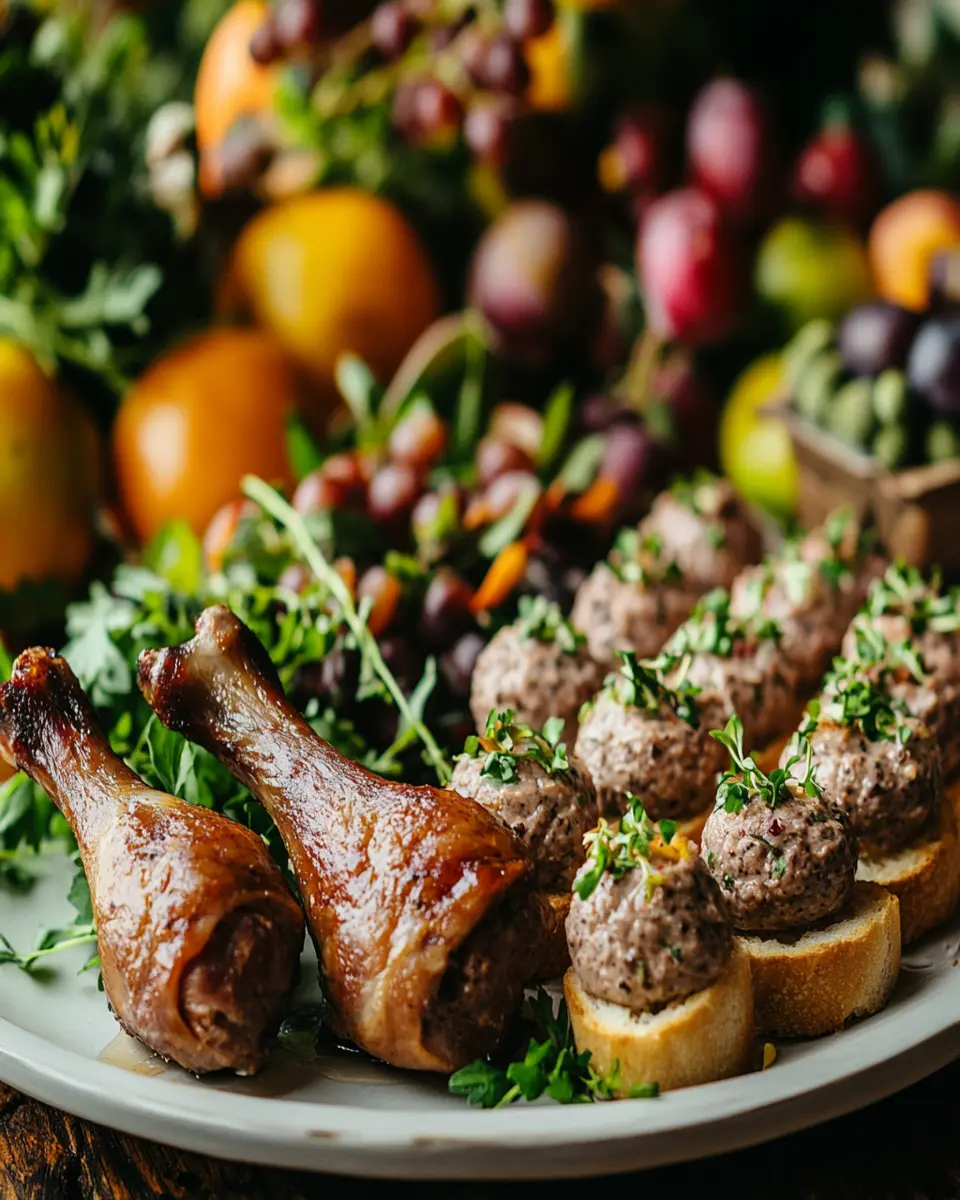 Smoked Turkey Legs with Chicken Liver Pâté Bites First Image First Image
