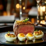 Salt-Crusted Prime Rib with Deviled Quail Eggs First Image First Image