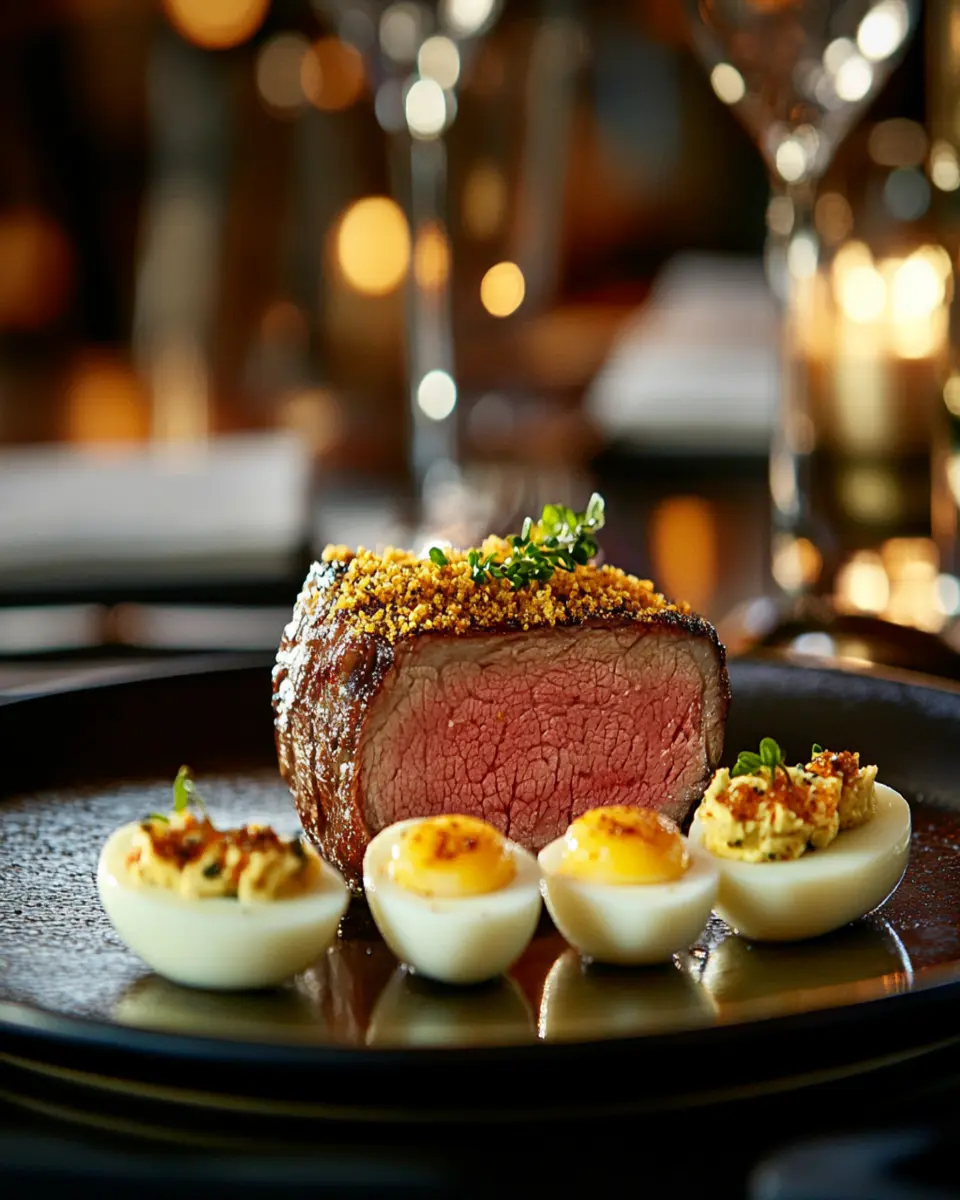 Salt-Crusted Prime Rib: The Best Juicy Feast with Deviled Quail Eggs