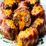 Bacon-Wrapped Meatloaf Mini-Hearts with a Melted Cheddar Center First Image First Image