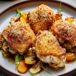 Chicken Thighs with a Crispy Chicken Skin and Parmesan "Cracker" First Image First Image