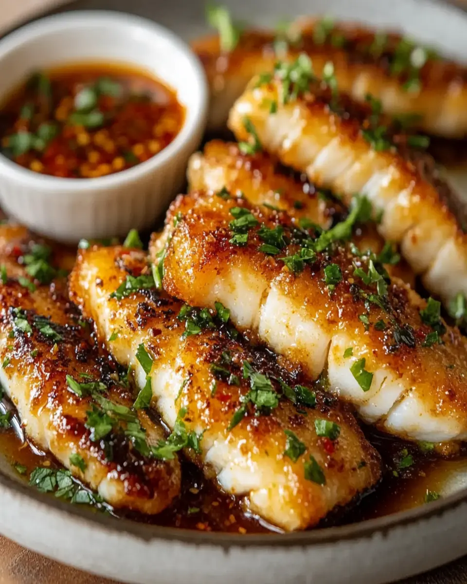 Garlic Butter Cod Strips: Indulgent with Sweet Chili Lime Sauce