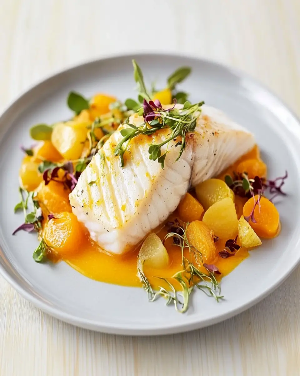 Saffron Tallow Poached Halibut: Indulgent Flavor Elevated